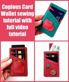 the instructions for how to sew a card wallet with full video and sewing pattern