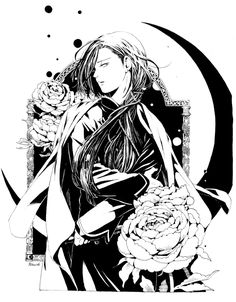 a black and white drawing of a woman holding flowers