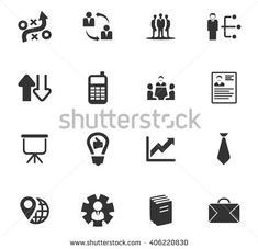 black and white business icons set