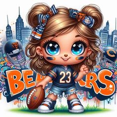 a cartoon girl holding a football in her hands