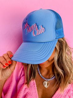 Join the coolest club in town with our [FRIDAY + SATURDAY] Cool Mom Club Trucker Hat! This light blue trucker hat features "Cool Mom Club" embroidered in playful pink, adding a fun twist to your everyday look. Its snapback design and lining ensure a comfortable fit. Lined Snapback design Brim width: 7.5in Height: 3.75in Trendy Trucker Hats, Blue Trucker Hat, Cool Mom, Moms Club, A Mother, Best Mom, Trucker Hats, Everyday Look, Fashion Boutique