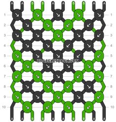 the diagram shows how to draw an interlaced chain with green and black links