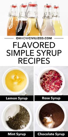 four different types of flavored syrups are shown in this image with the title below