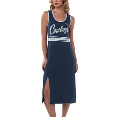 Change up your usual outfit on Dallas Cowboys game day with this Main Field maxi dress. Its stylish design from G-III 4Her by Carl Banks features contrast-color trim and stripes that accentuate the Dallas Cowboys graphics printed across the front. A tie closure at the back of the neck lets you adjust the fit for the most comfortable wearing.Change up your usual outfit on Dallas Cowboys game day with this Main Field maxi dress. Its stylish design from G-III 4Her by Carl Banks features contrast-co Dallas Cowboys Dresses, Dallas Cowboys Game Day, Cowboys Game Day, Dallas Cowboys Game, Uniform Design, Maxi Dress Navy, Nordstrom Dresses, Dallas Cowboys, Stylish Design