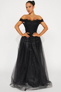 Available In Black And White. Glitter Tulle Ball Gown Embellished Top Off Shoulder Full Skirt Bra Cups Hidden Back Zipper Lined No Stretch Disclaimer: Glitter Will Transfer Due To Glitter Application. Shell/ Lining: 100% Polyester Imported | Splendid Ball Night Gown Dress in Black size Medium by Fashion Nova Off-shoulder Lace Party Gown, Black Sequin Dress For Homecoming And Prom Season, Black Sequin Dress For Homecoming And Prom, Holiday Prom Dresses In Glitter Tulle, Black Homecoming Dress For Holiday, Black Glitter Dress For Prom, Off-shoulder Tulle Gown For Party, Floor-length Glitter Tulle Gown For Party, Black Off-shoulder Sequin Dress For Evening