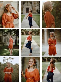 a collage of photos showing the different styles of women's tops and jeans