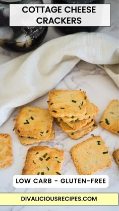 low carb gluten - free cottage cheese crackers on a white plate