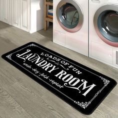 laundry room door mat in front of washer and dryer