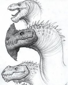 two dinosaurs are depicted in this drawing