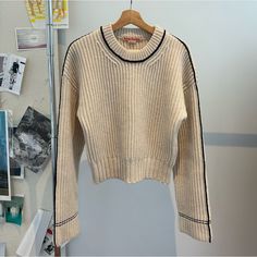 Acne Korella Knit In Great Condition. 100% Wool. Shoulder To Shoulder = 22” Shoulder To Hem = 20” Acne Studios Sweater, Black Cream, Acne Studios, Acne, Scoop Neck, Sweaters For Women, Wool, Knitting, Women Shopping