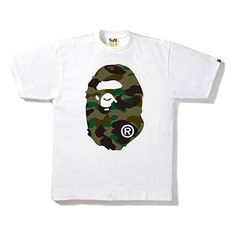 BAPE Green Camouflage Ape Head Short Sleeve T-shirt Unisex White BAPE-SS18-008 Bape Outfits, Bape T Shirt, Bape Shirt, Camouflage Outfits, Japanese Streetwear, Bathing Ape, A Bathing Ape, Girly Outfits, Navy And Green