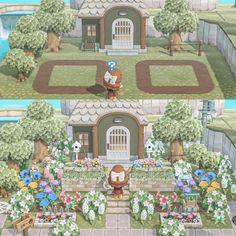 two pictures of the same house in animal crossing