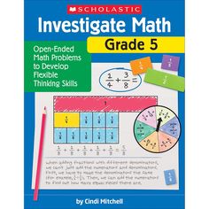 the book cover for investigating math grade 5, which includes an image of a piece of paper with numbers on it