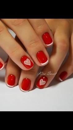 Romantic Nails, February Nails, Nail Designs Valentines, Valentine Nails, Makijaż Smokey Eye, Nail Designs Glitter, Heart Nails