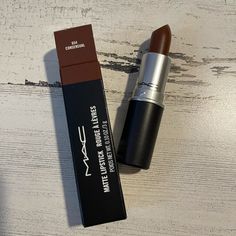 Mac Cosmetics Consensual Brown Matte Statement Lipstick New In Box Mac 508 Hug Me, Mac Consensual Lipstick, Dark Mac Lipstick, Mac Brown Lipstick Shades, Mac Edge To Edge, Mac Brown Lipstick, Brown Lippies, Brown Makeup Products, Pop Of Color Makeup