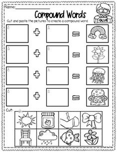 compound words worksheet with pictures to help students learn how to write and read