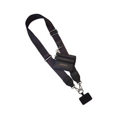 a black lanyard strap with two metal hooks