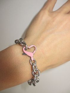 Chain Bracelet in Stainless Steel Clasp in 925 Sterling Silver with Pink Enamel Choose your size Handmade in Los Angeles - please allow up to 5 days for this item to ship THE PINK HEART CLASP BRACELET features an adorable heart clasp in 925 sterling silver with pink enamel on a rolo stainless steel chain. This piece will add a unique touch to all your looks! Pink Nickel-free Charm Bracelet, Nickel Free Pink Charm Bracelet, Pink Chain Bracelet With Lobster Clasp, Nickel-free Pink Charm Bracelet, Pink Friendship Bracelet Jewelry, Pink Heart-shaped Sterling Silver Bracelets, Pink Heart-shaped Sterling Silver Bracelet, Pink Charm Bracelet For Friendship With Lobster Clasp, Adjustable Pink Stainless Steel Charm Bracelet