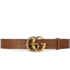 Gucci 458949 CVEOT 2535 Belt Brown Leather with Gold Double GG Snake Buckle (GGB1002)-AmbrogioShoes Logo Making, Belt Brown, G Logo, Snake Pattern, Snake Patterns, Leather Slip On Shoes, Antique Brass Hardware, Leather Hardware, Brown Leather Belt