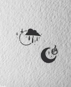 an image of the moon and clouds with rain coming out of their faces on paper