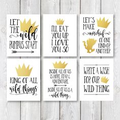 four printables with gold crowns on them