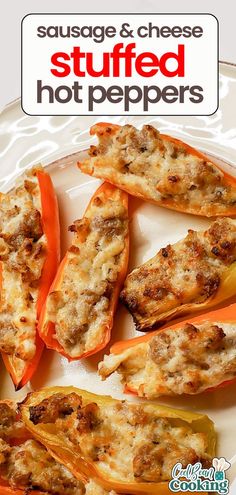 plate of sausage and cheese stuffed hot peppers