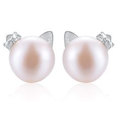 PRICES MAY VARY. ✦ Design Idea ✦ Esberry cat with bow Stud Earrings. Design inspired by the cat. With round Simulated pearls as a cat face. ✦ Quality ✦ This exquisite stud earrings are using the real international standard s925 sterling silver, effectively delaying oxidation, lonhell pearl,Stylish deg-wearing. Handpick each Ssign, hand polished, simple and elegant ✦ Christmas Gifts for Women ✦ cat with bow Stud earrings, the simulated pearl size: 8mm; the one earring's weight: 1g.This pretty s92 Cat With Bow, Cat Stud Earrings, Romantic Gifts For Wife, Cat Earrings Studs, Cleaning Silver Jewelry, Silver Items, White Pearl Earring, Sterling Silver Cat, Earrings Design