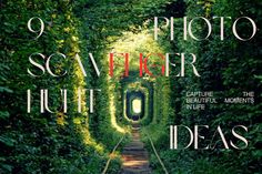 the cover of 9 photo scaverer hunt ideas, with an image of a tunnel in