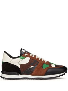 multicolour calf leather/calf suede/nappa leather panelled design camouflage print signature Rockstud detailing logo patch at the tongue contrasting heel counter round toe front lace-up fastening flat rubber sole Low-top Camouflage Sneakers With Rubber Sole, Brown Calf Leather Sneakers With Rubber Heel Cap, Camouflage Leather Sneakers For Streetwear, Leather Camouflage Sneakers For Streetwear, Casual Leather Camouflage Sneakers, Casual Camouflage Leather Sneakers, Camouflage Leather Sneakers With Round Toe, Leather Camouflage Sneakers With Round Toe, Multicolor Low-top Sneakers With Leather Sole