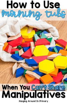 a bag full of wooden cubes with the title how to use morning tiles when you can't share manipulaties