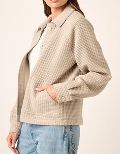 Waffle Knit Shacket - Brazos Avenue Market Pattern Jacket, Pink October, Fabric Collars, Taupe Color, Jacket Pattern, Knit Jacket, Pocket Detail, Quality Fashion, Waffle Knit