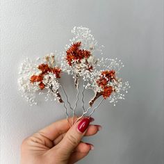 Dried flower hair pins for Rustic Terracotta Wedding ceremony. Terracotta Wedding Ceremony, Rustic Terracotta Wedding, Dried Flower Hair Pins, Dried Flower Hair Clip, Dried Floral Hair Piece, Dried Flower Hair Pins Wedding, Dried Flower Comb, Floral Bridal Hair Accessories, Floral Bridal Hair