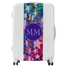 Monogram Lilac ABSTRACT STARS Personalized Luggage, Christmas Star, Star Designs, Birth Announcement, Red Green, Lilac