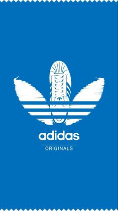 the adidas logo on a blue background with white trims and an eagle in the middle