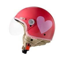 a red helmet with a heart on it