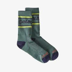 The Patagonia Lightweight Merino Performance Crew Socks feature a soft terry-loop footbed to provide airy cushioning no matter how far you trek every day. Logo Engineering, Patagonia Logo, Usa Shoes, Running Socks, Lower Leg, Knee Socks, Sock Yarn, Patagonia, Mens Socks