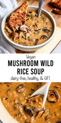 vegan mushroom wild rice soup with dairy - free, healthy, and gf