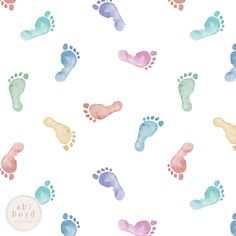 watercolor baby footprints on a white background