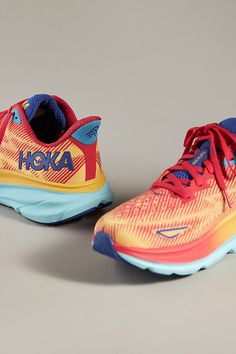 Here’s the rundown: The HOKA® Clifton 9 Sneakers are plush yet featherlight, so you can effortlessly gain speed without the drag. The comfortable and durable foot-hugging silhouette is built for going the distance. Step up your sneaker game (and get your steps in while doing it). | Clifton 9 Sneakers by HOKA®, Women's, Size: 11, Rubber/EVA at Anthropologie Sporty Multicolor Sneakers With Arch Support, Multicolor Running Sneakers With Gel Cushioning, Multicolor Running Shoes With Air Cushioning For Jogging, Multicolor Sneakers With Gel Cushioning For Errands, Multicolor Sneakers With Gel Cushioning, Multicolor Gel-cushioned Sneakers For Running Errands, Multicolor Running Shoes With Boost Midsole For Light Sports, Multicolor Sporty Trail Running Shoes, Multicolor Sporty Running Shoes With Gel Cushioning