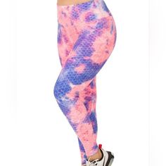 New Zenana Athletic Wear Tie Dye Honeycomb Leggings 90% Polyester 10% Spandex High Stretch Pink Long Bottoms, Pink High Stretch Leggings For Spring, High Stretch Pink Leggings For Spring, Pink High-stretch Leggings For Spring, High Waist High Stretch Pink Pants, Pink High Waist Stretch Leggings, High Waist Stretch Pink Leggings, High Waist Pink Stretch Leggings, High Stretch Pink Summer Pants