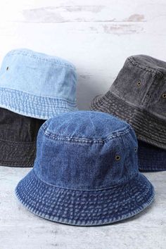 Trendy Solid Color Bucket Hat For Outdoors, Washed Hats For Summer Streetwear, Outdoor Bucket Hat In Solid Color, Casual Brimmed Bucket Hat For Streetwear, Washed Summer Outdoor Hats, Casual Outdoor Bucket Hat, Spring Outdoor Denim Hat, Summer Outdoor Washed Hat, Summer Denim Hats For Streetwear