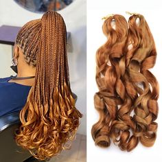 Ginger French Curl Braids, Curly Braiding Hair, French Curl Braids, Curl Braids, Pretty Braids, French Curl, Honey Brown Hair, Wavy Hair Extensions, Long Hair Extensions