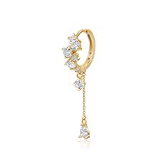 Aurora Creolen mit Kette aus 585 Gold - Hypoallergen und Wasserfest ✓ hochwertige Verschlüsse ✓ kombinierbar mit Anhängern ✓ 2 Jahre Garantie ✓ Hier online bestellen! Huggies Earrings, Bridal Jewelry, Aurora, Piercings, Chain, Gold, Quick Saves