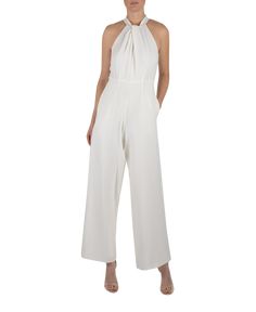 KNOT NECK HALTER JUMPSUIT WITH POCKETS – JULIA JORDAN Tuxedo Jumpsuit, Crepe Jumpsuit, Shirt Dress Summer, Halter Jumpsuit, Cropped Jumpsuit, Jumpsuit With Sleeves, Draped Dress, T By Alexander Wang, Sleeveless Jumpsuits