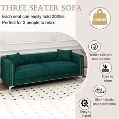 the three seat sofa has been designed to be comfortable and stylish