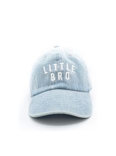 Little Bro Baseball Hat | Colored Organics® Cute Hats With Embroidered Logo And Curved Brim, Fun Adjustable Cotton Dad Hat, Fun Cotton Snapback Hat One Size, Fun Cotton Snapback Hat One Size Fits Most, Adjustable Cotton Trucker Hat With Logo Patch, Adjustable Hat With Letter Patch And Curved Brim, Adjustable Hat With Curved Brim And Letter Patch, Cotton Hat With Logo Patch And Curved Bill, Cotton Fitted Hat With Letter Print And Flat Bill