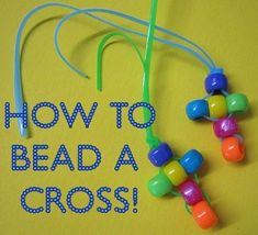 a pair of ear buds with the words how to bead a cross