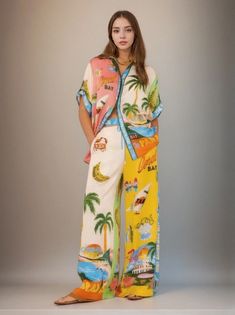 Olivia Mark - Versatile Two-Piece Outfit for Women Summer Patterned Loungewear Sets, Beach Printed Patterned Jumpsuits And Rompers, Multicolor Short Sleeve Jumpsuits And Rompers For Summer, Printed Sets For Summer Pajama Party, Printed Summer Sets For Pajama Party, Printed Sleeveless Sets For Beach Season, Sleeveless Printed Sets For Beach Season, Casual Tropical Print Summer Set, Casual Summer Tropical Print Sets