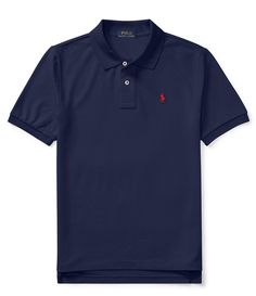 From Polo Ralph Lauren&#x2C; this polo shirt features:Ribbed polo collar2-button placketShort sleeves with ribbed armbandsSignature embroidery pony at left chestTennis tailSize medium has a 23 3/4" front body length and a 24 3/4" back body lengthCottonMachine wash/tumble dryImported.*Also available in Men's and Baby Boys' sizing Polo Shirt Outfits, Ralph Lauren Kids, Ralph Lauren Boys, Ralph Lauren Polo Shirts, Children Clothes, Kids Shorts, Logo Embroidery, Halloween Gift, Boys Shirts