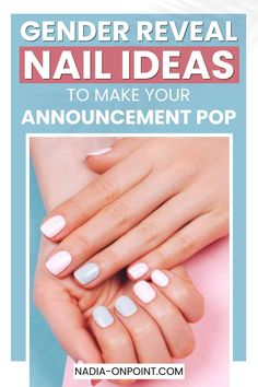 Nail Ideas Aesthetic! here you will find unique and fun gender reveal nail ideas. baby shower nail ideas gender reveal | simple gender reveal nail ideas | gender reveal party nail ideas | gender reveal nail design ideas | easy gender reveal nail ideas | cute gender reveal nail ideas | simple nail ideas for gender reveal | gender reveal nail ideas boy or girl #GenderReveal #Nails Gender Reveal Nails, Baby Shower Nails, Simple Gender Reveal, Creative Gender Reveals, Pink Nail Colors, Water Color Nails, Modern Nails, Polka Dot Nails, Dots Nails